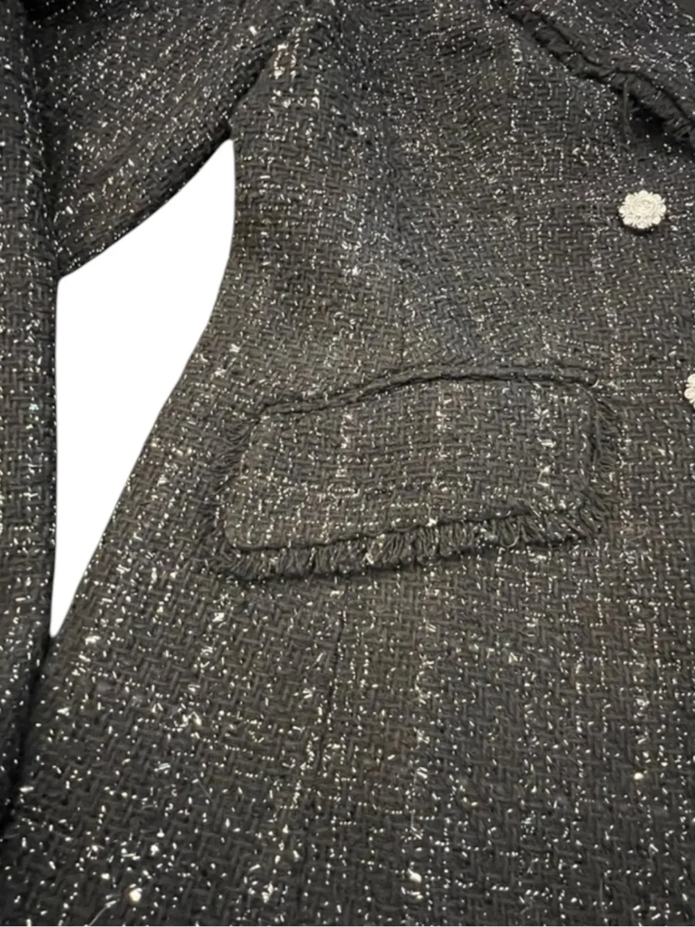 TALBOTS Metallic Fringe Tweed Double-Breasted Blazer Size 6 — NWT
